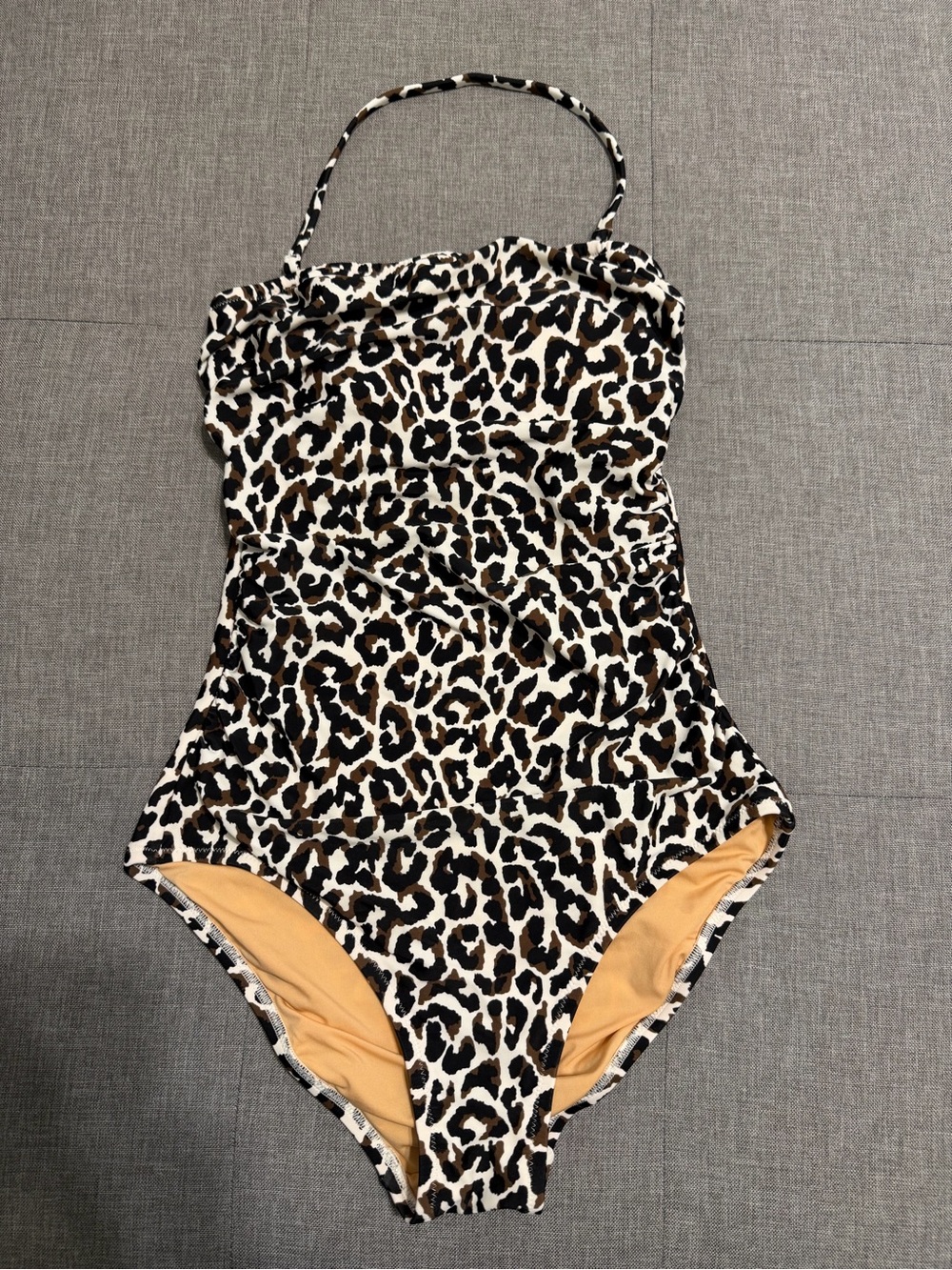 J. Crew Leopard-Print One-Piece Swimsuit in Beige and Black